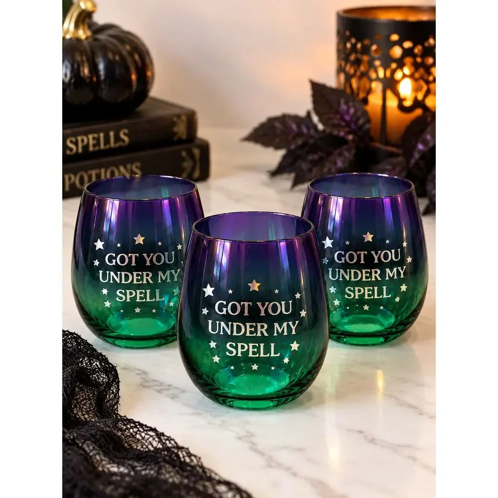 Halloween Ghost Vibes Tray + 3 Got You Under My Spell Stemless Glasses